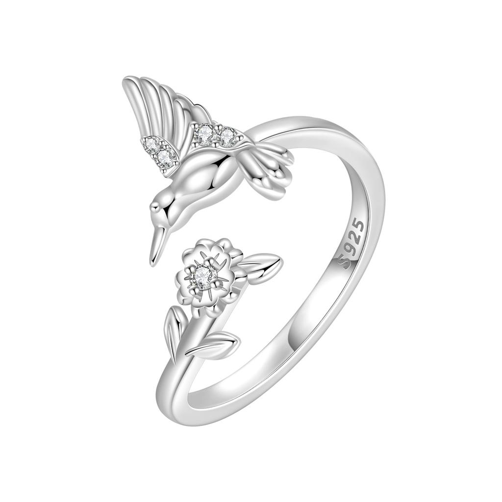 Orstarry Copper Peak Bird Flower Opening Ring For Women Original Finger Ring Jewelry Party Fine Trendy Gifts
