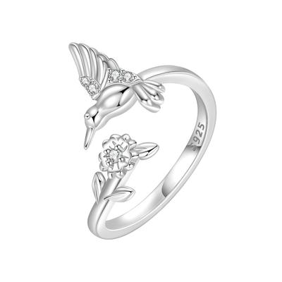 Orstarry   Copper Peak Bird Flower Opening Ring For Women Original Finger Ring Jewelry Party Fine Trendy Gifts