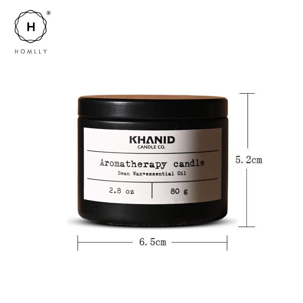 Homlly Khanid Collection Soy Wax Aroma Candles Black Travel Tin (80g) (X2PCS)