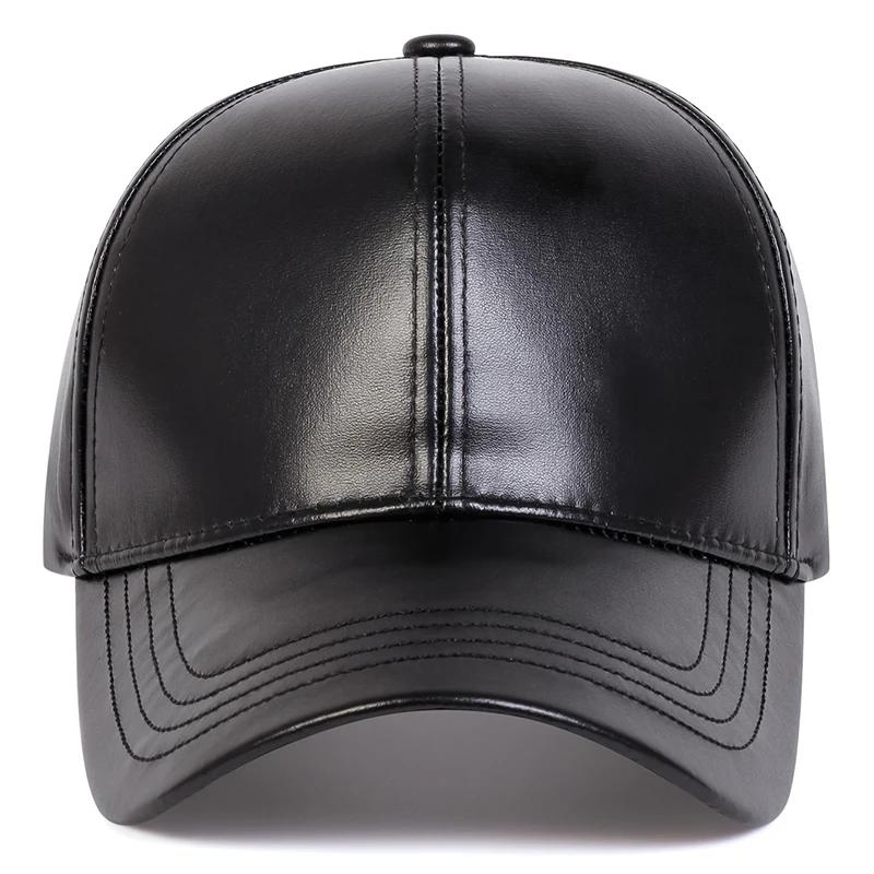 Unisex Solid Color PU Leather Baseball Caps Spring Autumn Outdoor Adjustable Casual Hats Dad Hat Sunscreen Hat
