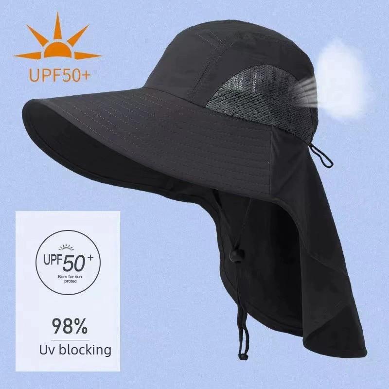Summer Wide Brim Bucket Hat Summer UV Sun Protection Fishing Cap with Neck Flaw Sunshade Outdoor Hiking Camping Travel Hat