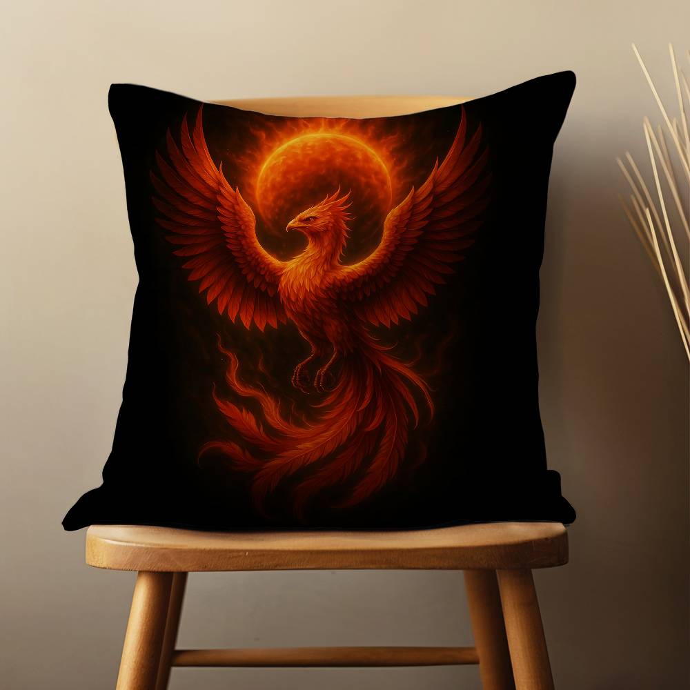 Myth Art Flame Phoenixs Throw Pillow Case Living Room Sofa Cushion Cover For Home Bedroom Decoration And Protector