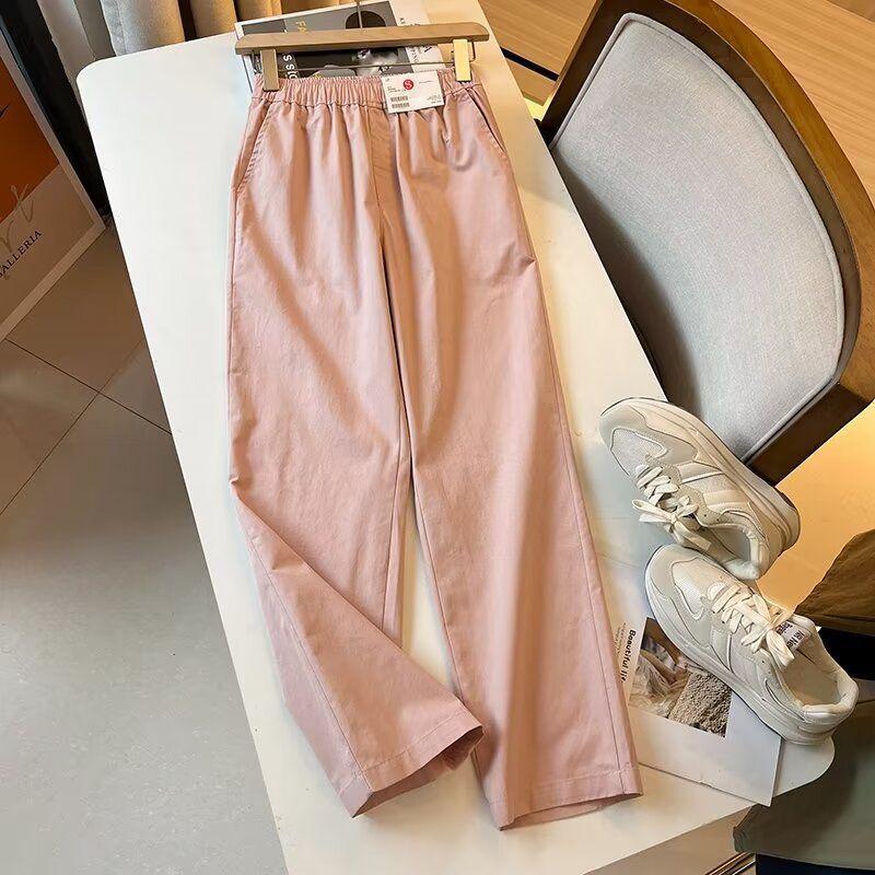 

Elastic Waist Straight-Leg Casual Trousers for Women - Comfortable, Breathable, Versatile Spring/Summer Pants XL (fits 62-68 kg) светло-розовый