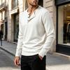 Men's Ribbed Shirt Long Sleeve Pullover Top for Fall Casual Everyday Wear
