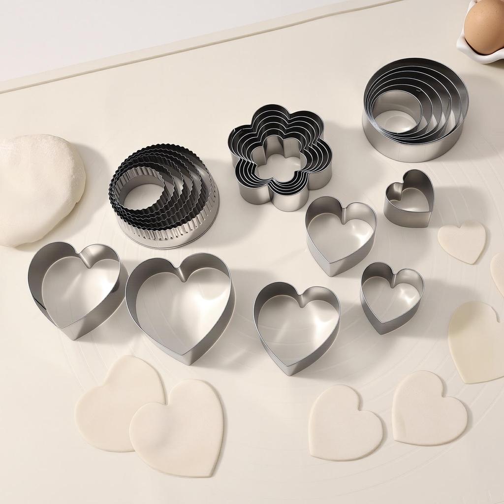Stainless Steel Cookie & Fruit Cutter Set - Pentagram, Four-Pointed Star, Heart, Square, Rectangle Shapes