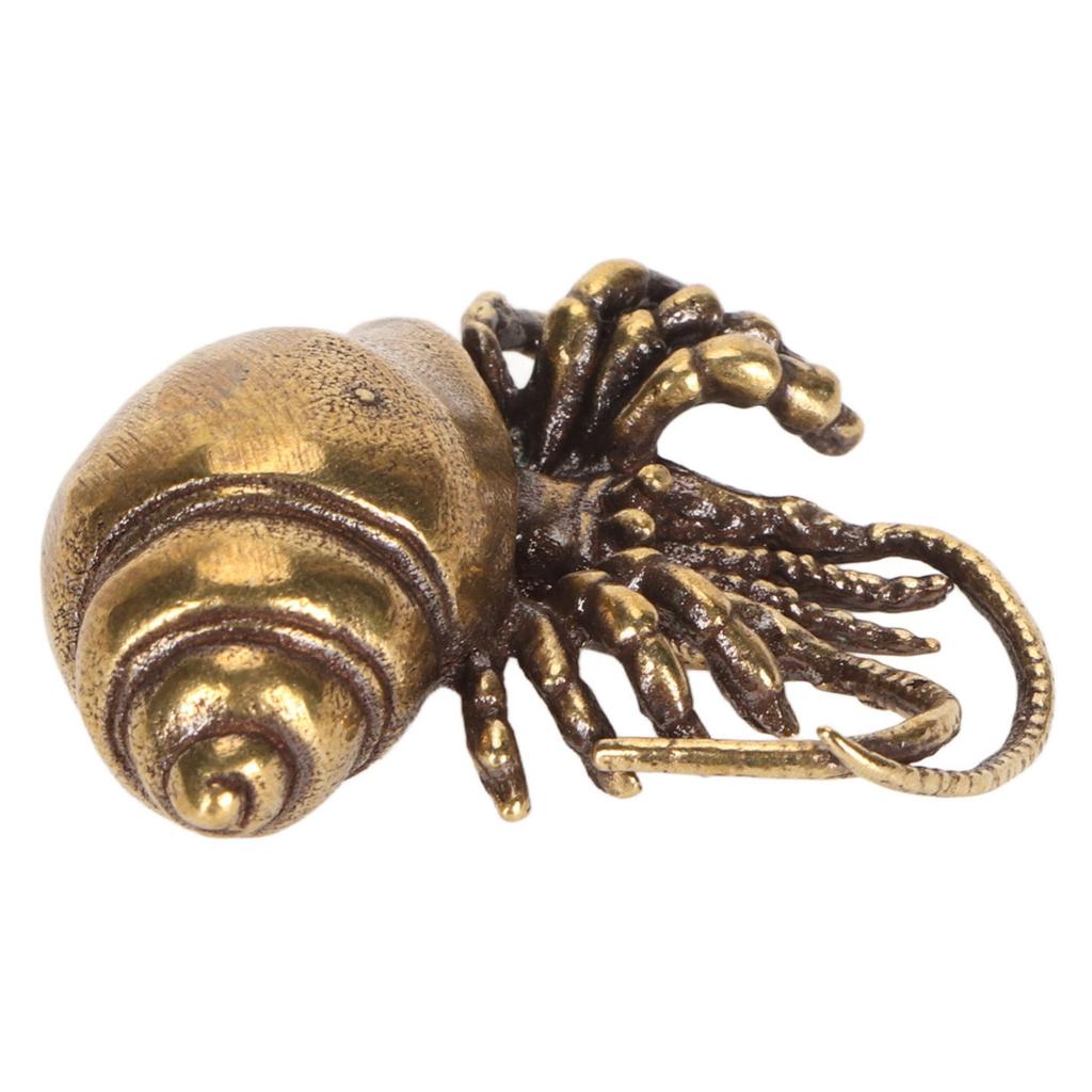 Brass Hermit Crab Staute Compact Flat Bottom Tea Pet Hermit Crab Desktop Decor for Office
