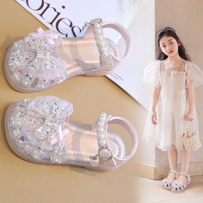 Nuovi sandali estivi da principessa con cristalli, scarpe popolari per bambine