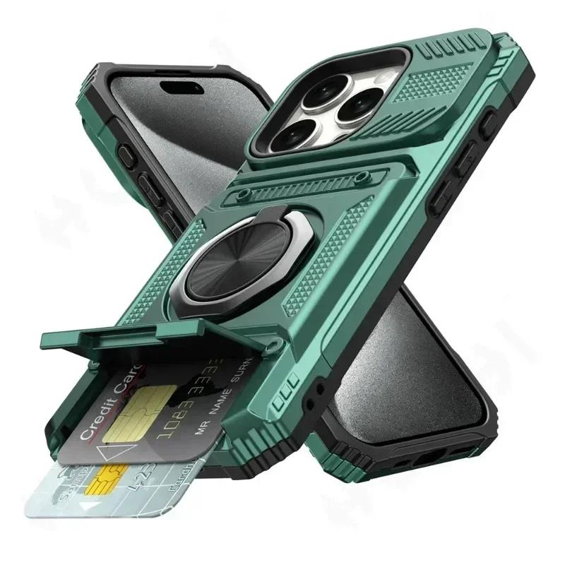 Pouzdro Pro iPhone 11 13 14 15 16 Pro Max 14 15 16 Plus 11 Magnetický Otočný Kroužek Stojánek Odolné Ochrana Proti Pádu Peněženka