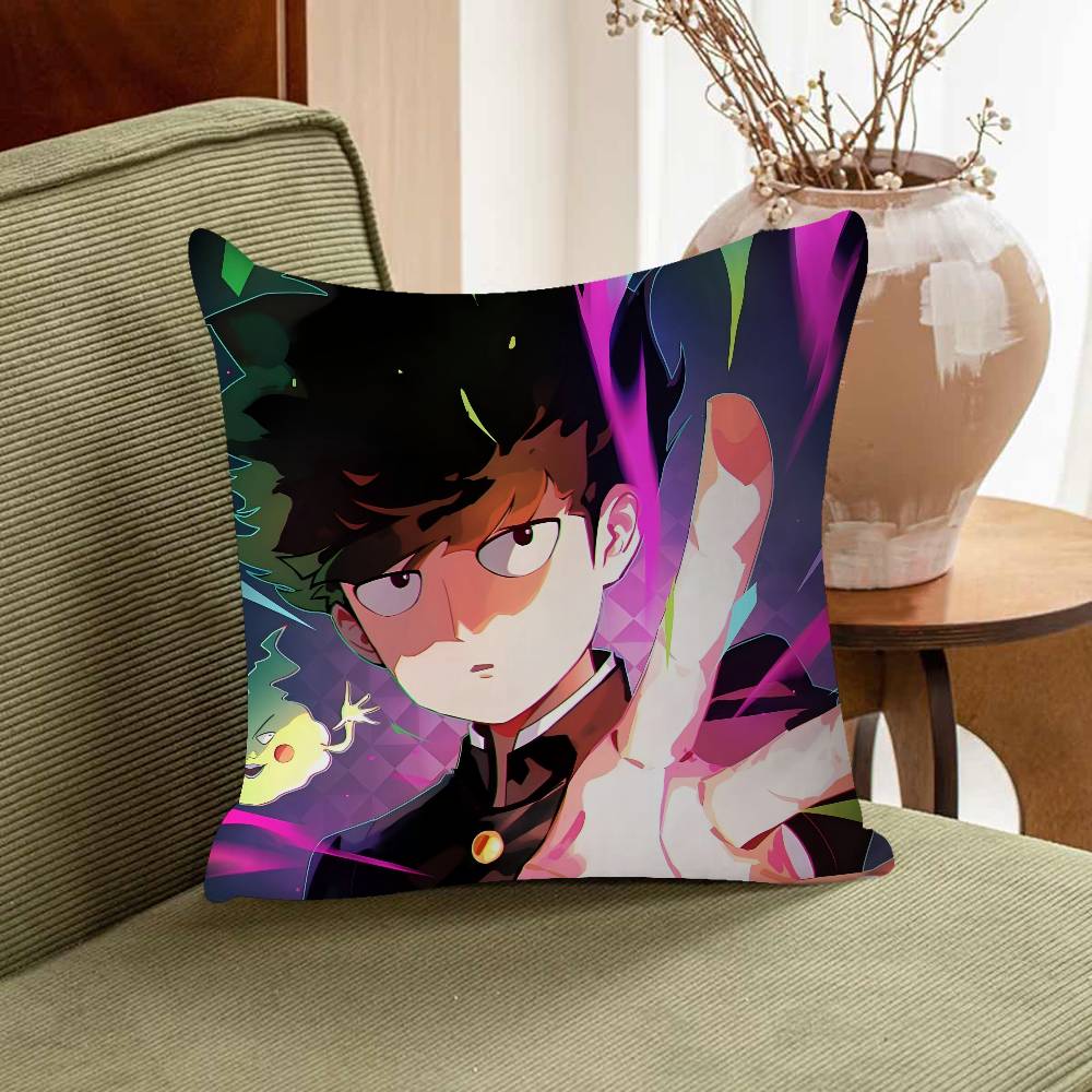 M-MOB PSYCHO 100 Cartoon Animation Pillow Covers Cartoon Sofa Decorative Home Double-sided Printing Short Plush Cute Cushion