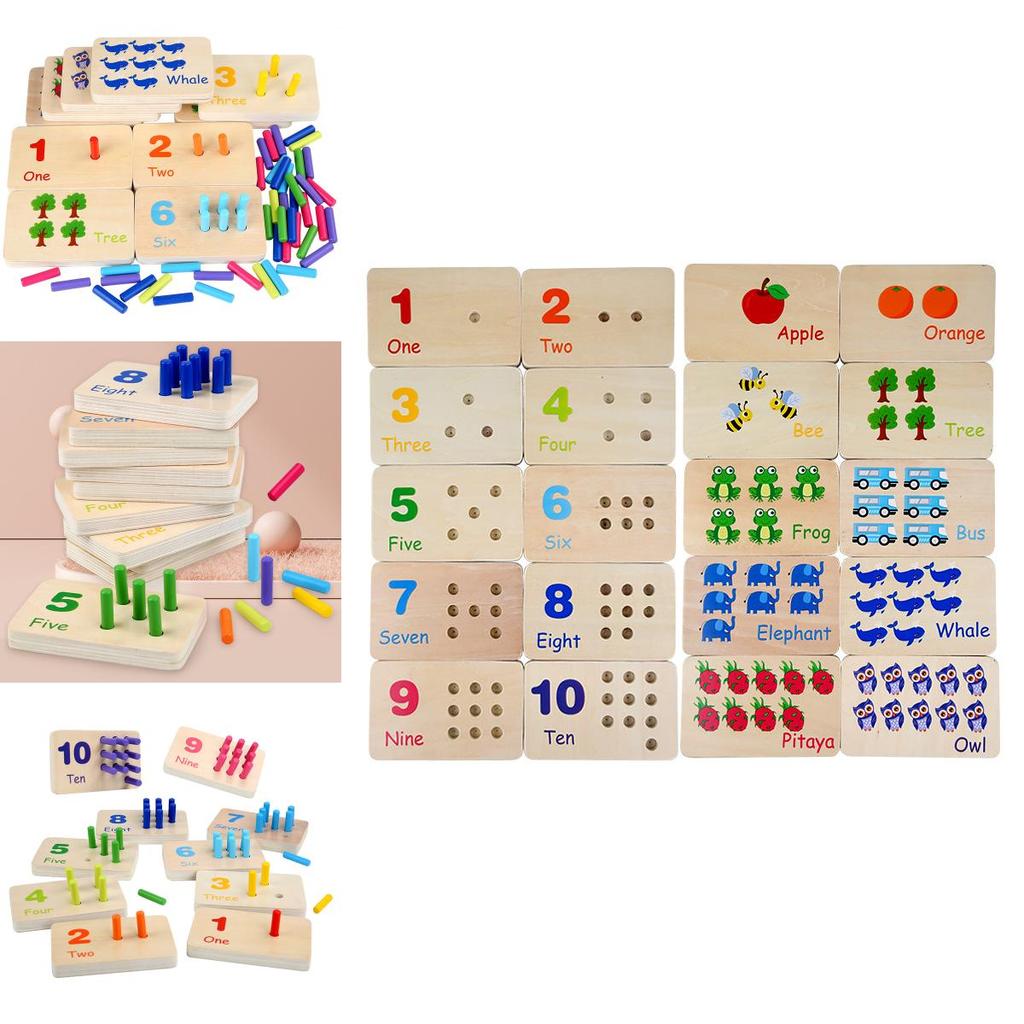 Wooden Montessori Math Learning Stick Color Recognition Matching Board Educational Toy For Early Childhood