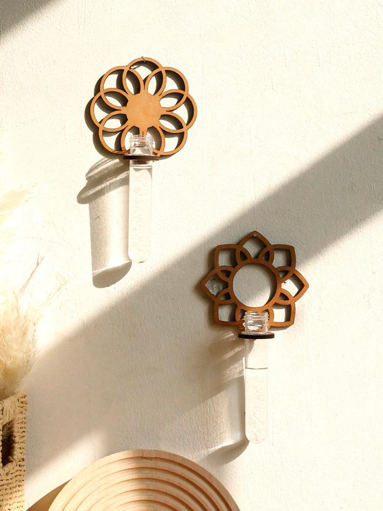 Wall Planters For Indoor Plants Plant Wall Hanging Propagation Station With Wooden Stand Plastic Test Tubes Tiered Planters Gift