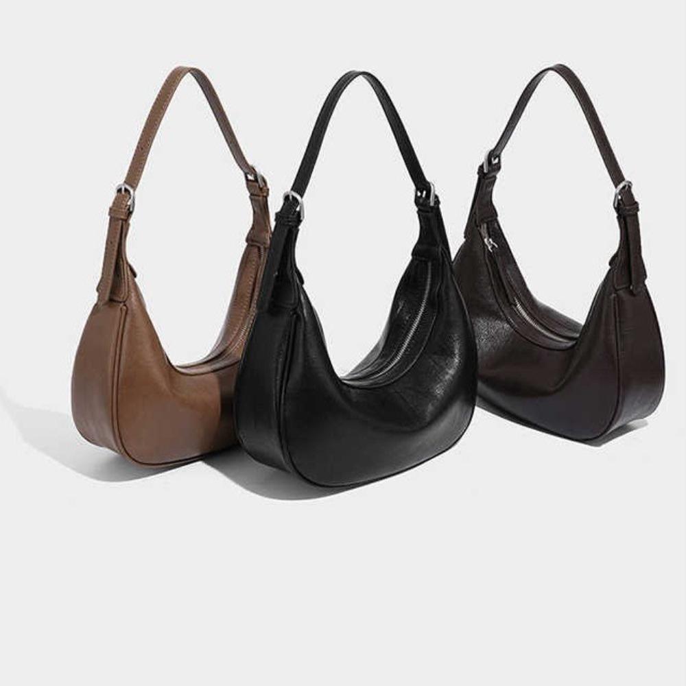Summer New Truth-seeking Vegetable Tanned Crescent Bag Women's Minimalist Commuting Versatile Messenger Bag Shoulder Armpit Bag