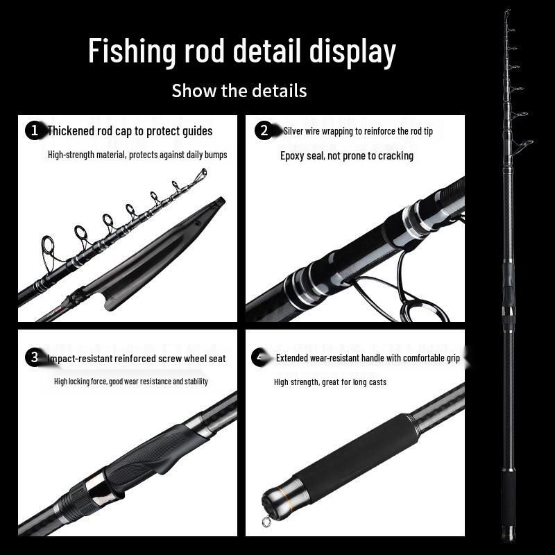 Linhu Sea Rod: New Super Hard Carbon Fiber Upgrade for Long-Distance Casting, Ideal for Sea and Rock Fishing.