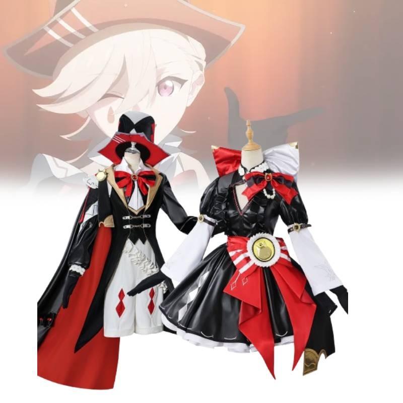Lynette Genshin Impact Lyney Cosplay Costume Set Anime Role Play Clothing Girl