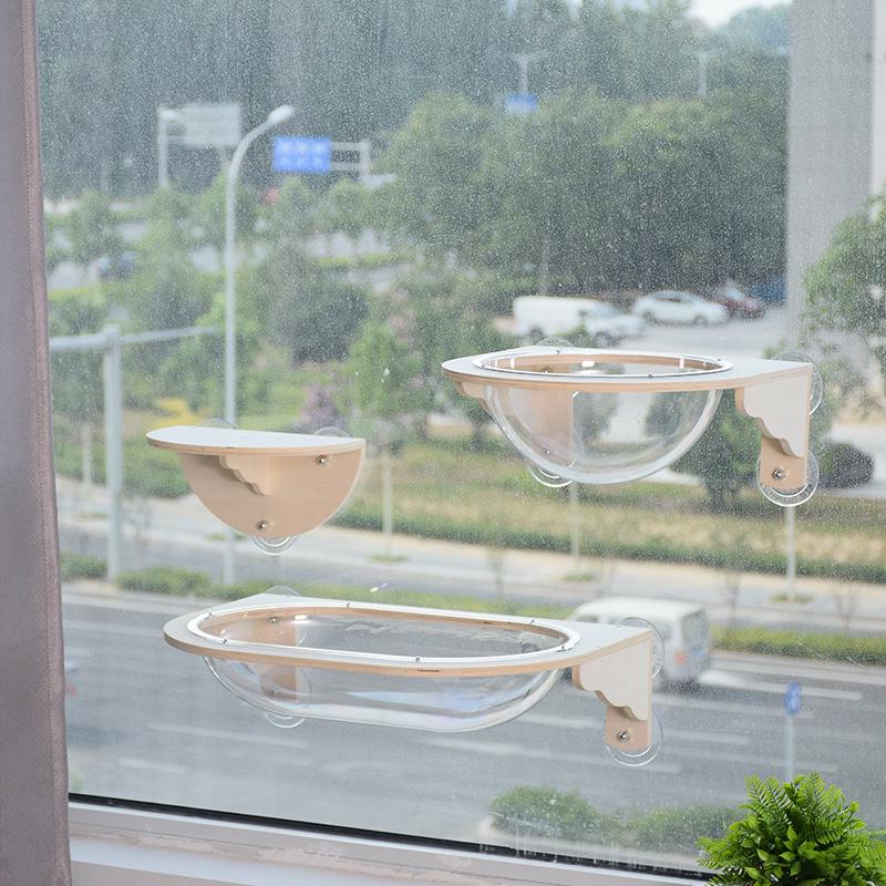 Wooden Suction Cup Cat Hammock: Balcony, Window, or Swing Bed