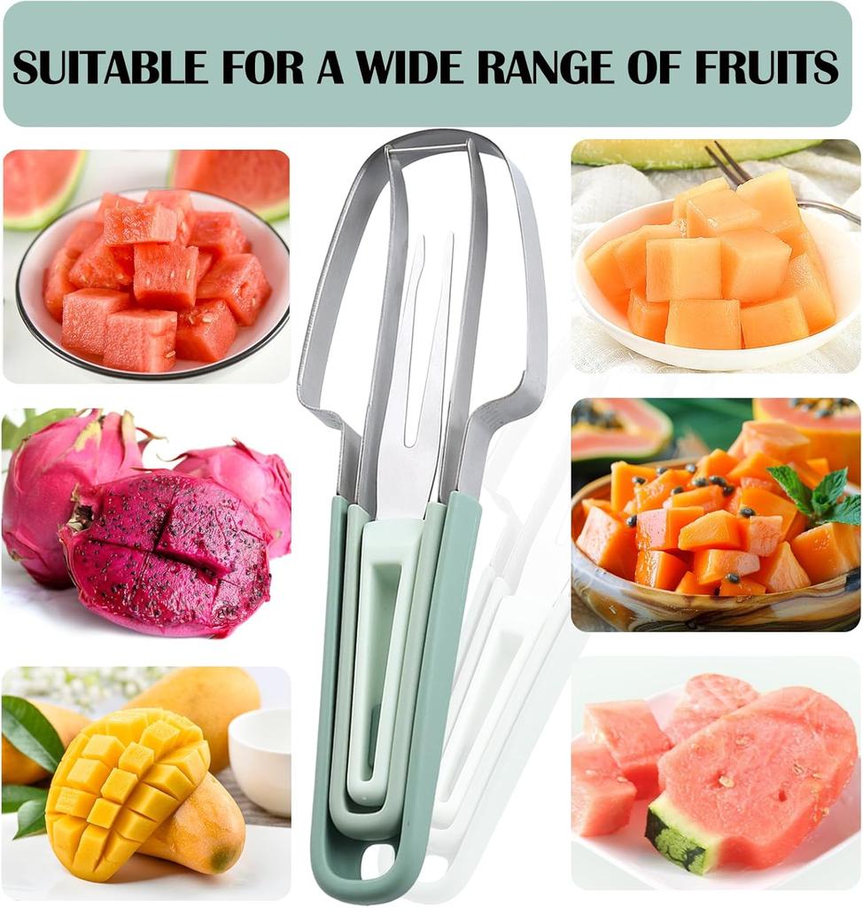 3-in-1 Watermelon Cutter Slicer Tool,Stainless Steel Watermelon Cutter Watermelon Popsicle Cutter Mold Watermelon Fork Fruit Cutter Tool for Kitchen