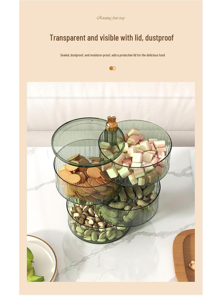 Luxury Cartoon Rabbit Multi-Layer Rotating Fruit and Snack Box with Lid