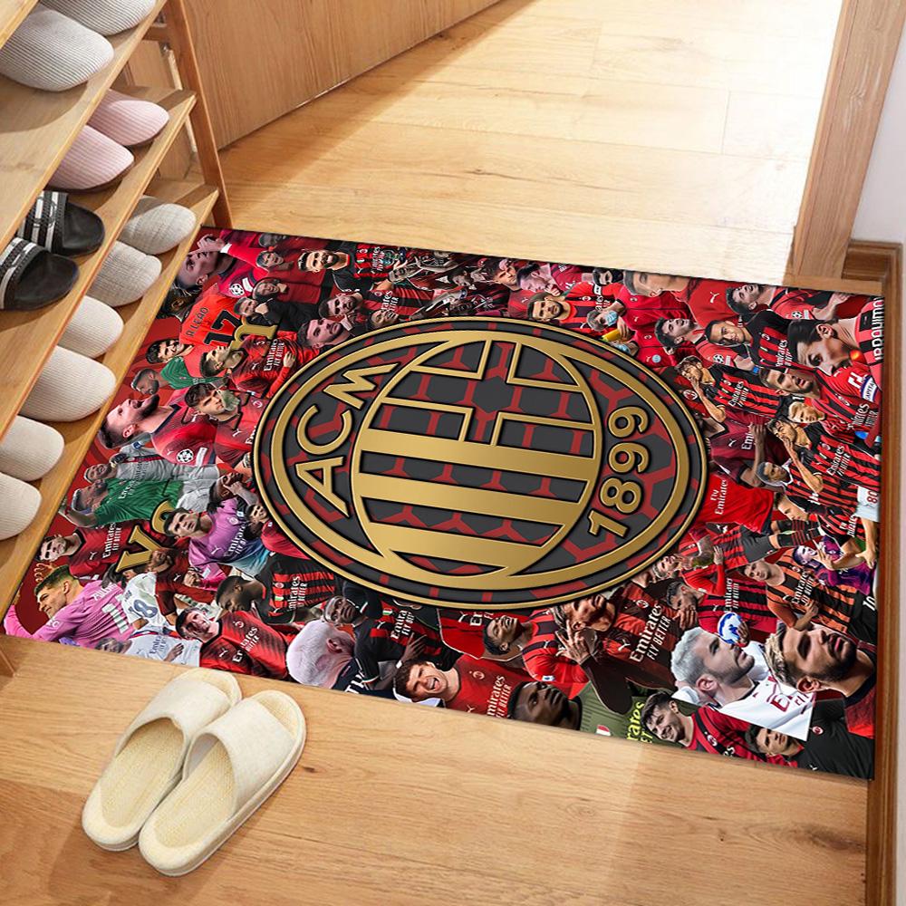 Ac Milan Customize Text Floor Rug Office Rug Perfect for Entryway Outdoor Kitchen Dining Room Anti-slip Rug Anime Office Decor