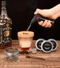 Cocktail Räuchergerät Rauchkopf Whiskey Räucher Set mit 4 Arten von Holzspänen (Eiche, Pfirsich, Apfel, Kirsche), Filter und Löffel - Aus Holz