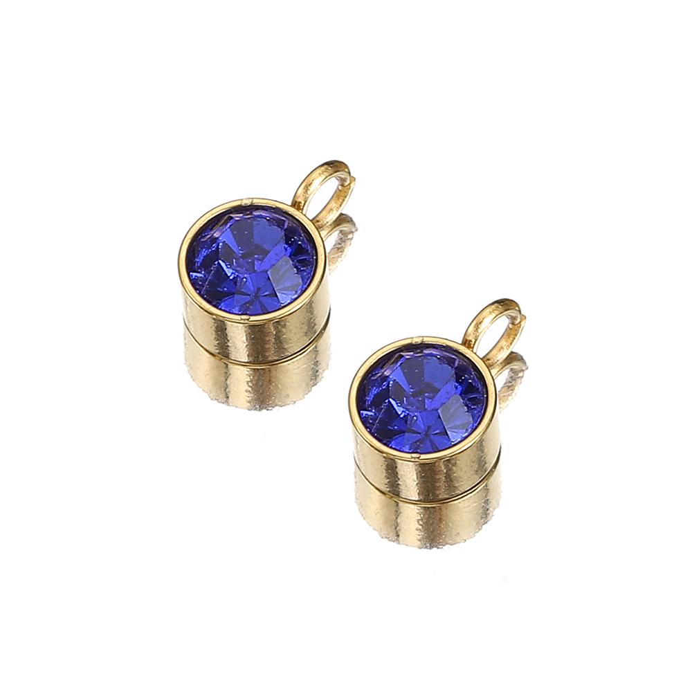 10pcs Stainless Steel Birthstones 6mm Zircon Charms Pendants Rhinestone Crystal Beads for Necklace Bracelet Jewelry Making DIY