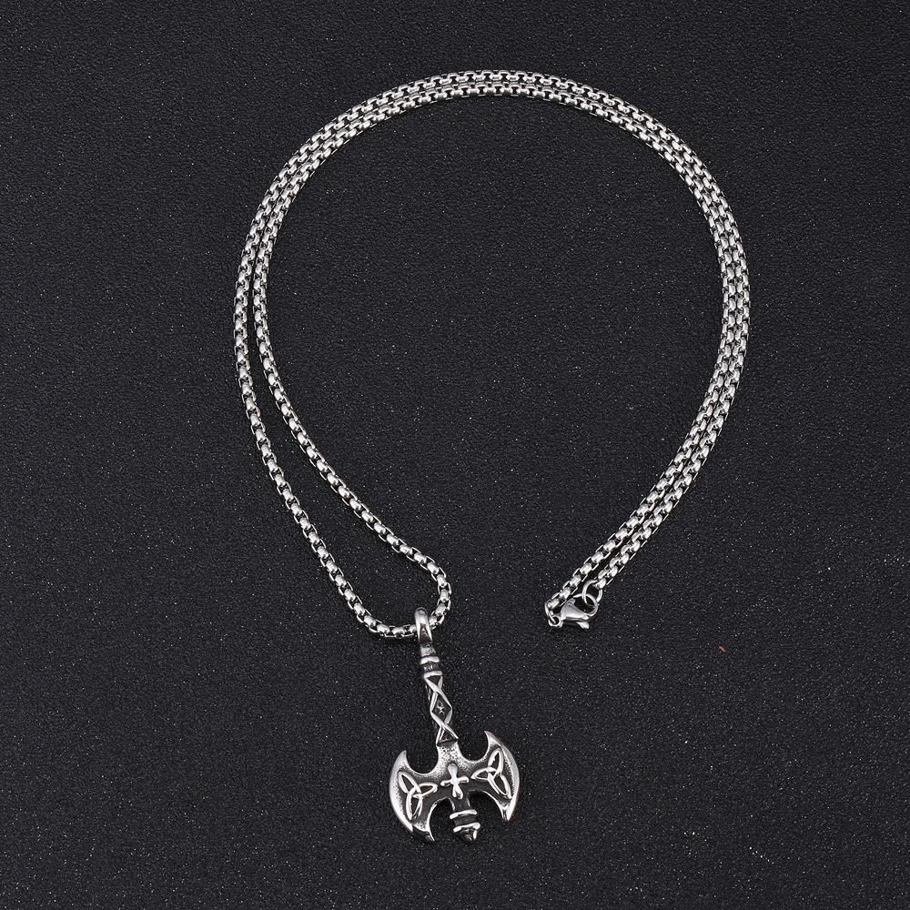 Personalized Vintage Viking Axe Men'S Titanium Steel Pendant, Necklace