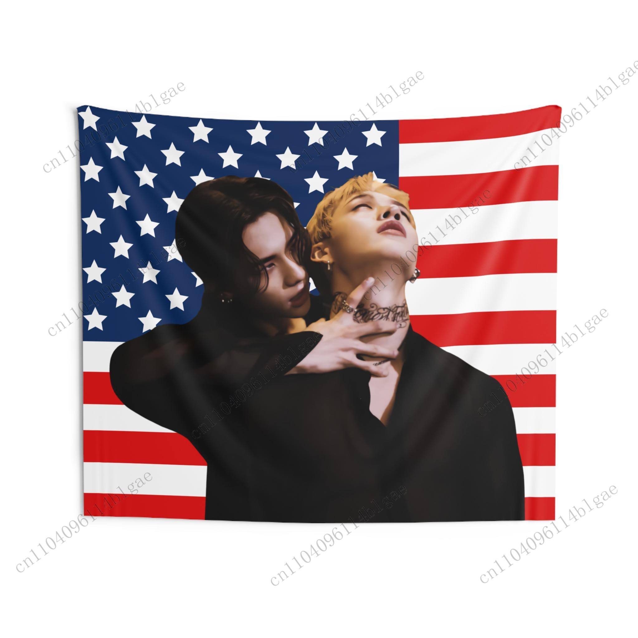 

Американский флаг K-pop идолы гобелен украшение для дома яркий настенный для спальни гостиной общежития фоновая ткань подарок 60x50in