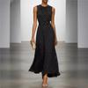 Fashion Polka Dot Maxi Dresses Women Elegant O-neck Lotus Hem Long Gowns Chic Lady Sleeveless High Waist Bodycon Summer Robes
