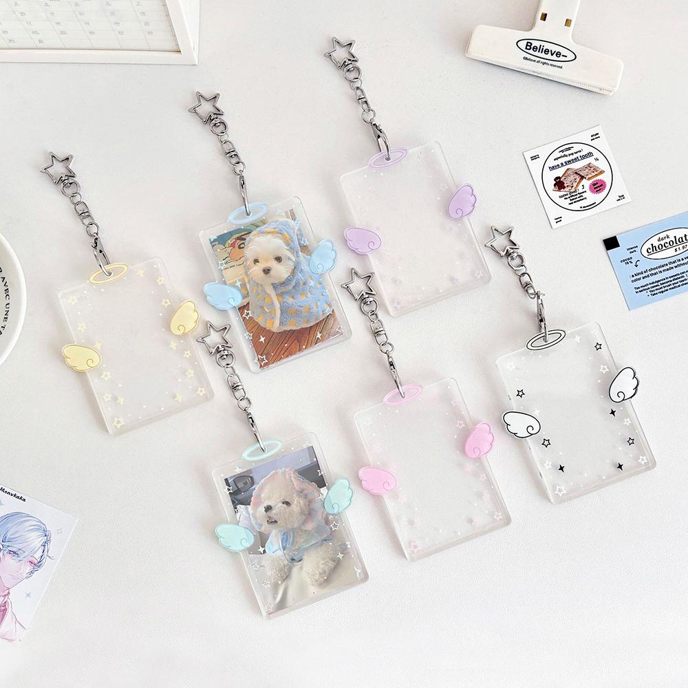 Angel Wings Card Holder K-POP Idol Album Postcard Organizer Clear Acrylic Badge ID Card Holder K-pop Album Binder Photo Frame
