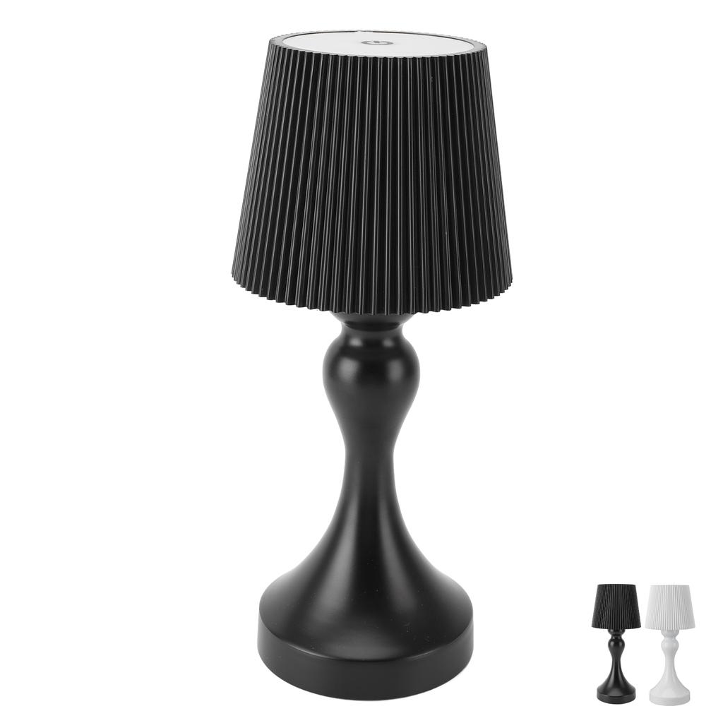 LED Cordless Table Lamp Iron Plastic Pleated Touch Control Stepless Dimmable USB Rechargeable Nights
