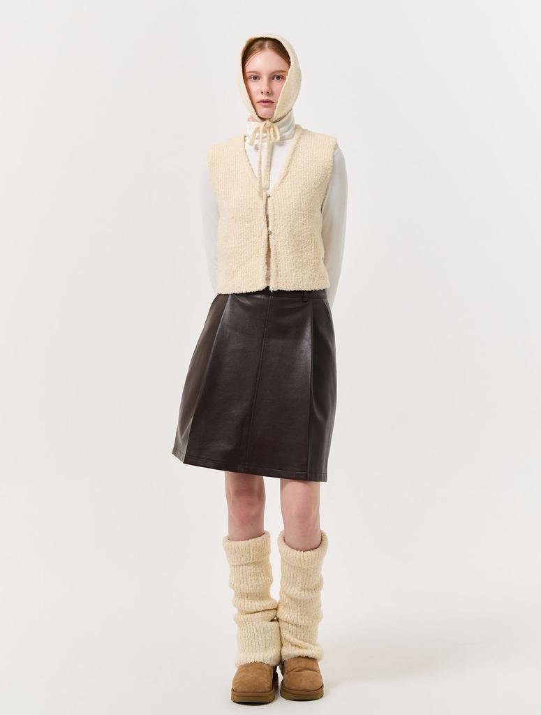 GENERALIDEA Leather Pintuck Midi Skirt [Brown] / Wbd4L13513