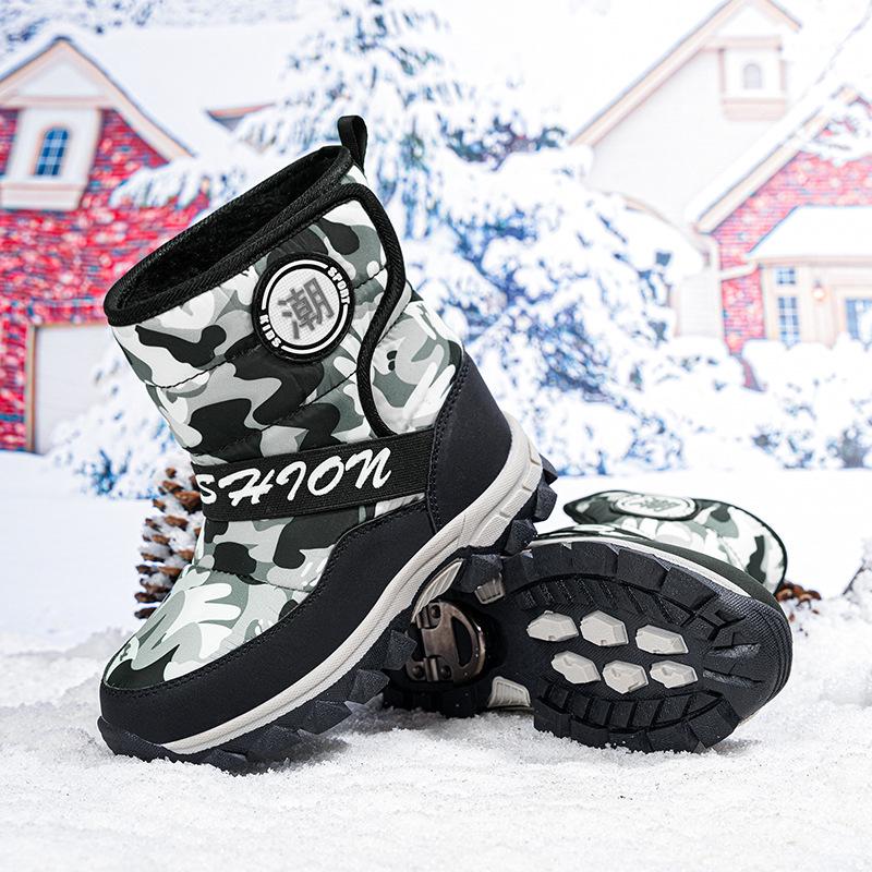 2025 New Camouflage Snow Boots: Non-slip, Warm, Velvet Lined, Wear-Resistant for Medium & Large Children