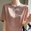 Summer Women's Silk T-shirt Round Neck Short Temperament Large Size Short-sleeved T-shirt Tops