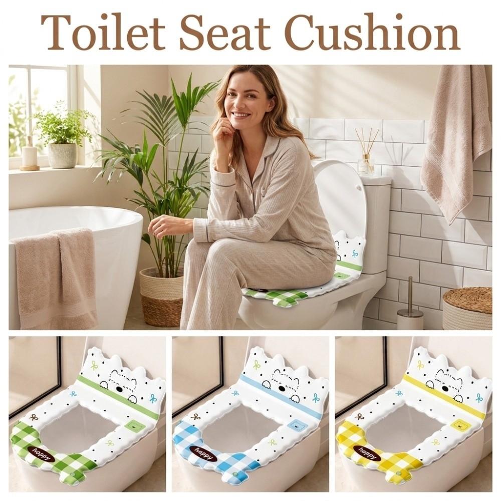 Waterproof Backrest Toilet Seat Cartoon Puppy Pattern Toilet Seat Cover Toilet Mat Bathroom Use