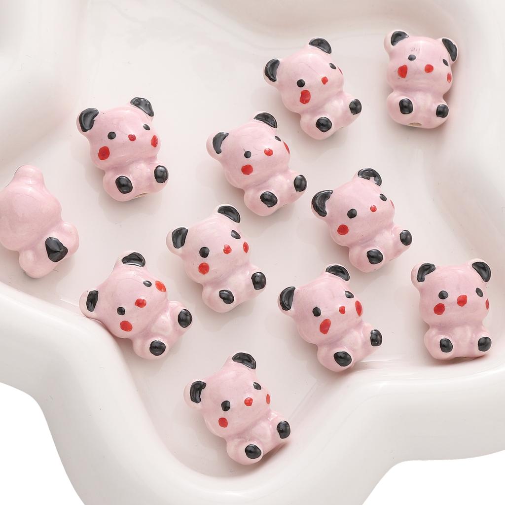 16x19mm Pickup Bear Ceramic Hand-painted Bead For DIY Bracelets Necklaces Jewelry Making