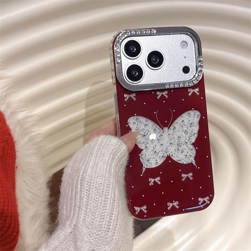 

Elegant Rhinestone Bow iPhone Case for 14/15/16 Pro Max/17, Girly Heart Design iPhone 14 Pro Max