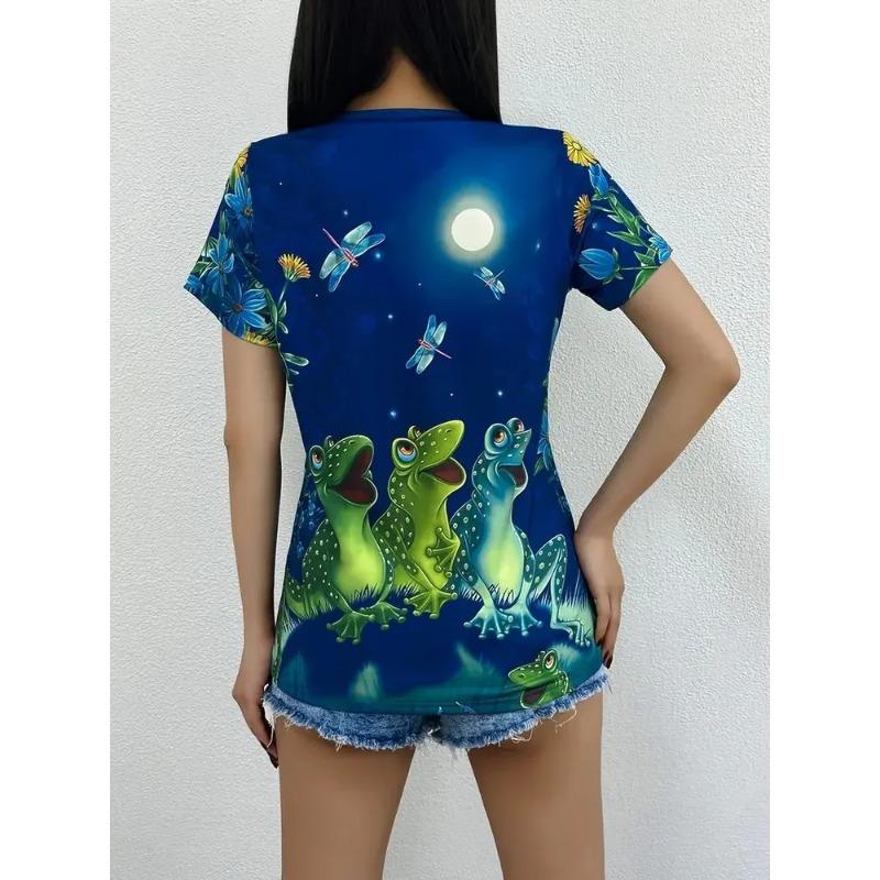 Frog 3D Printed Short Sleeve Summer Vacation Sports Quick Dry Breathable Fashion Comfortable Street T-shirt