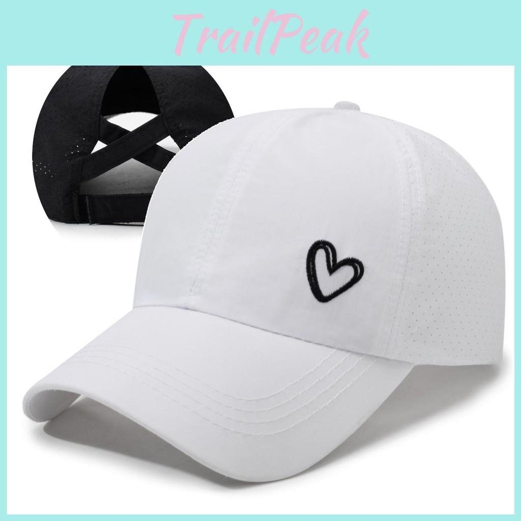 Baseball Womens Cap With Breathable And Cross Design Love Heart Embroidery
