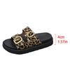 Leopard Print Cross Rivet Thick-Soled Women's Slippers - Summer 2025 European American Fashion with Single Strap Buckle in Plus Sizes.