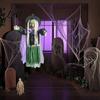 Sound Activated Party Prop 200cm Halloween Flying Witch with Scary Sounds & Glowing Eyes Spooky for Garden Creepy Yard Lawn Haunted House Decoration