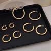 18K Gold Plated Chunky Round C-Shaped Earrings for Women