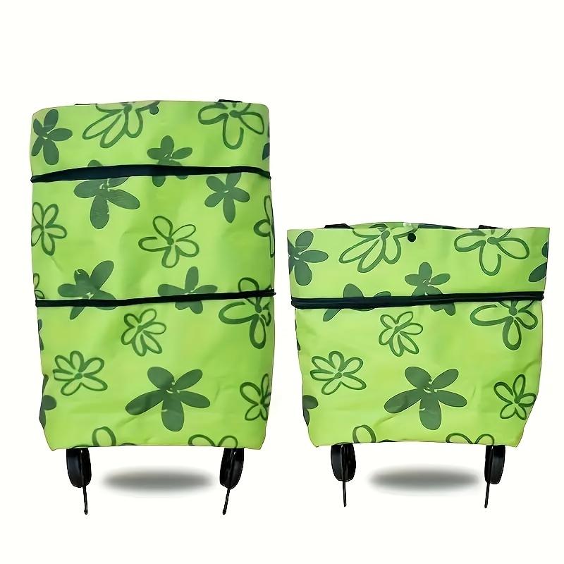 

1 шт. Складная тележка для покупок на колесах, Портативная, Большой вместимости, Сумка-тоут для продуктов, Водонепроницаемая ткань Оксфорд, Плавная молния, Прочная ручка-ремень