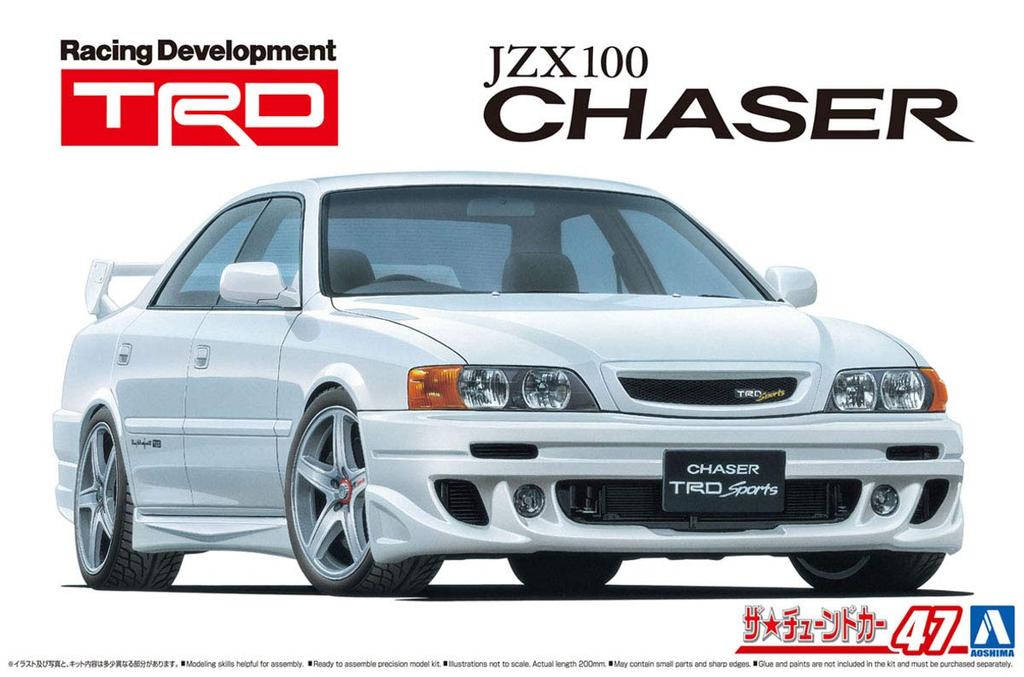 Aoshima Bunka Kyozai The Tuned Car Series 47 TRD JZX100 Chaser 1998 Toyota Plastic Model Kit 1/24 No.