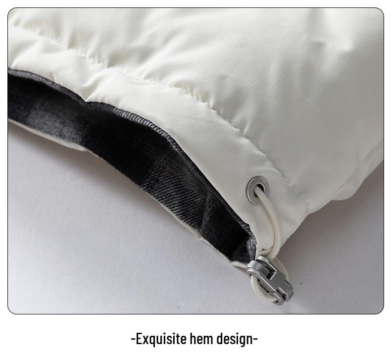 Double-Sided Men's White Duck Down Puffer Jacket: Thick, Warm, Winter Outerwear for Couples