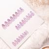 Short Almonds Press on Nails Pink Ripple Design Shiny Glitter False Nails Suitable for Professional Nail Salon