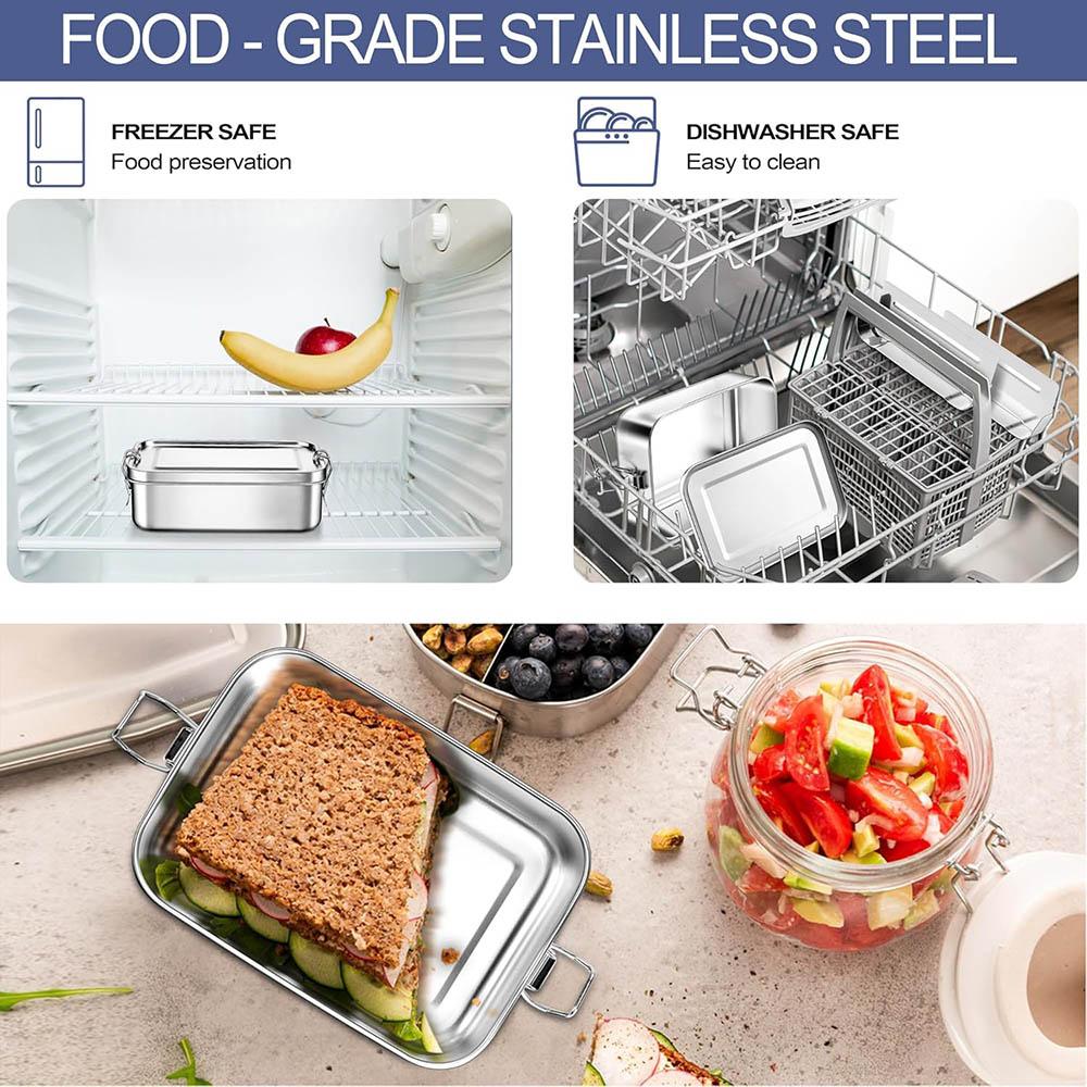 Lunch Box in Acciaio Inossidabile per Bambini e Adulti, Bento Box Portatile a Prova di Perdite, Contenitore per Pasti da Viaggio, Lavabile in Lavastoviglie