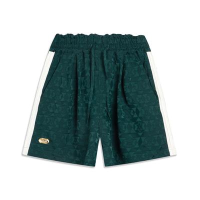 Li Ning X Palace Museum Collaboration Chinese Culture Series Casual Loose Printed Sports Shorts Women Shorts Forest-Green AKSV696-4