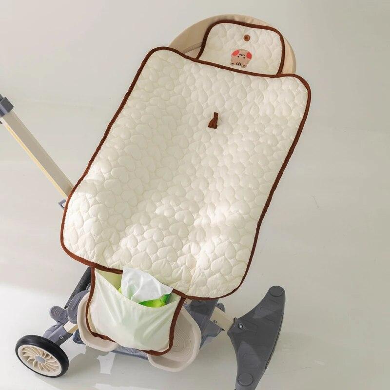 Baby Diaper Pad Folding Newborn Changing Pads Covers Cotton Waterproof Bear Bunny Baby Changing Padding for Crib Baby Strolller Portable 50*70Cm