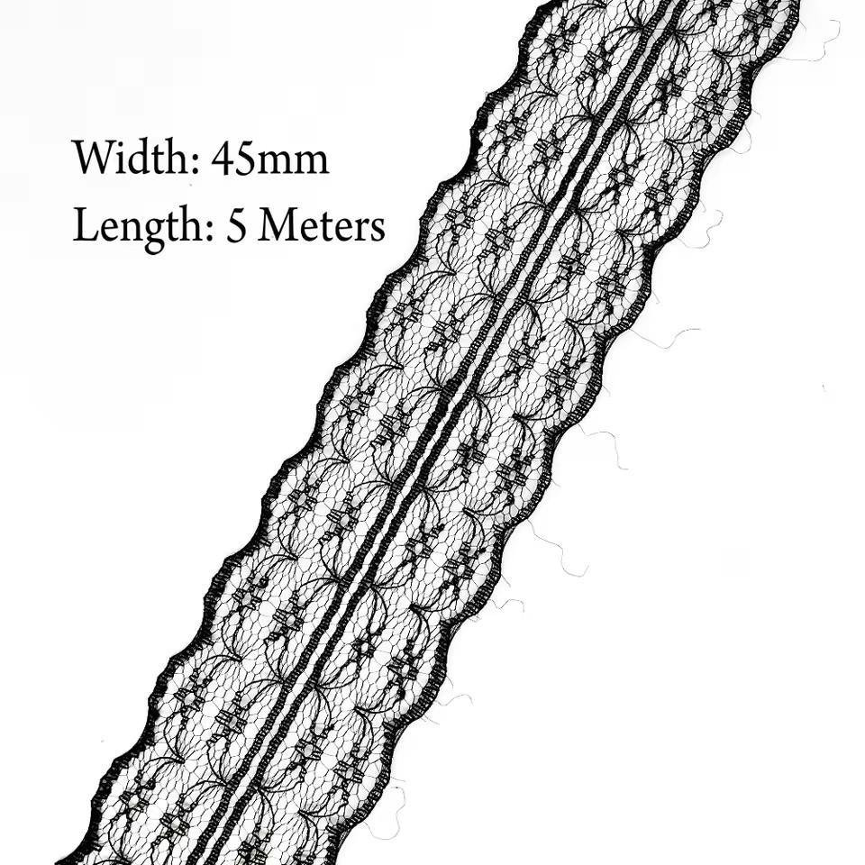 5 Meters White & Black Lace Ribbon Assorted Floral Trims for Gift Wrapping Christmas Wedding Decor DIY Crafts Sewing Accessories