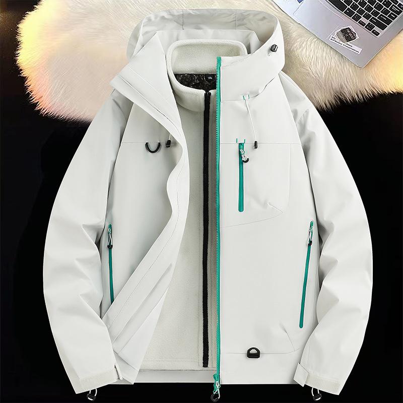 Updated Autumn and Winter Three-in-one Graphene Liner Thickened Outdoor Mountaineering Couple Hooded Work Jacket for Men