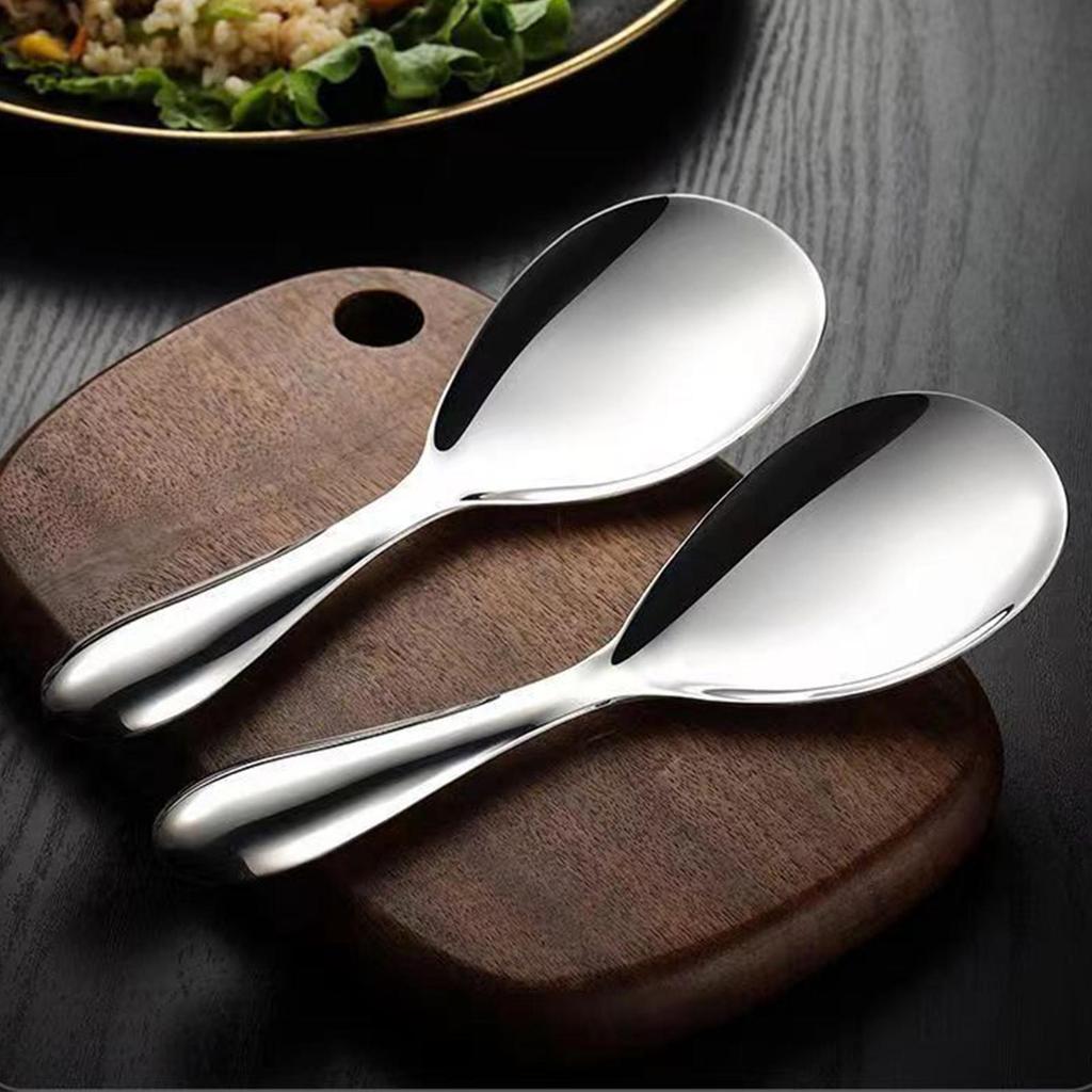 Stainless Steel Rice Spoon Paddle 20.5x7cm Rice Serving Spoon Non-Stick Kitchen Spatula Heat Resistant Home Cooking Utensil
